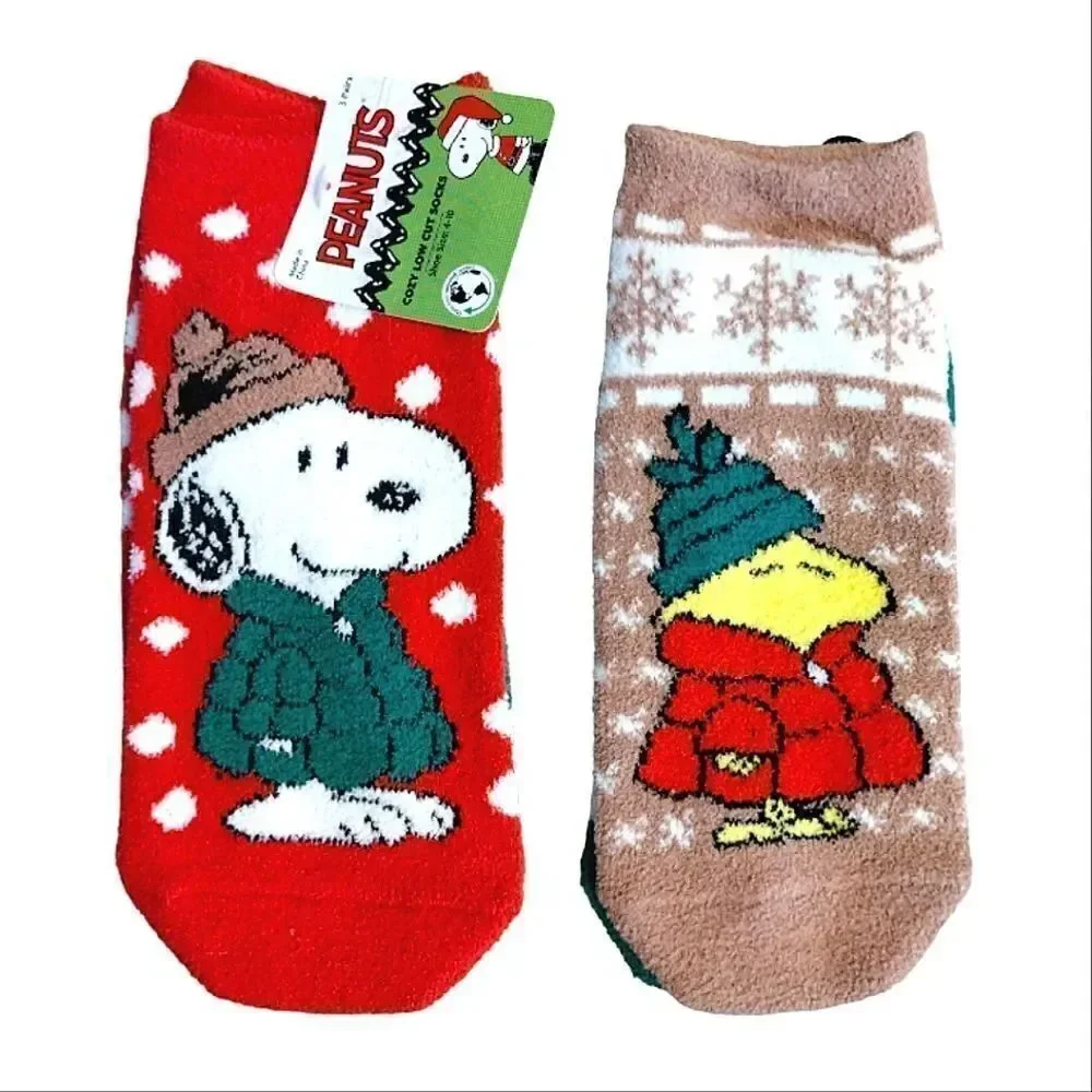 Peanuts Snoopy Woodstock Winter Low Cut Socks & Knit Gloves‎ Bundle NWT